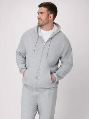 NWT Hanes Full Zip Fleece Hoodie Sweatshirt Light Steel Gray Men’s Size S